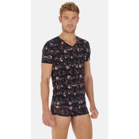 T-Shirt-col-V-lingerie-Hom-temptation-imprimé-sebastian-dos