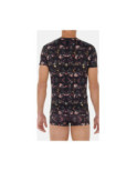 T shirt Hom Col V microfibre imprimé Fleuris Sebastian