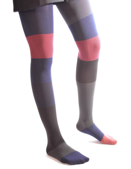 Collant Asymétrique Bethe Bleu roses Rayures