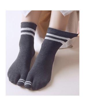 Chaussettes-Japonaises-Tabis-coton-antracithe-rayures-chic