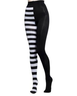 Collant-asymlmètrique-opaque-Rayures-noires-blanches-beetlejuice