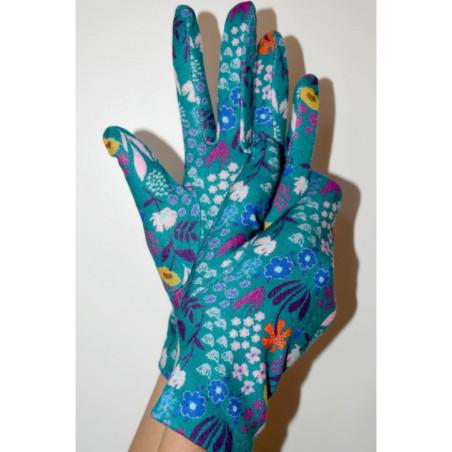 Gants imprimé Fleuris Harmonia bleu Caprices