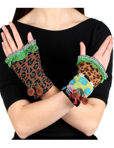 Mitaines Manchons asymétriques Léopard bleuettes