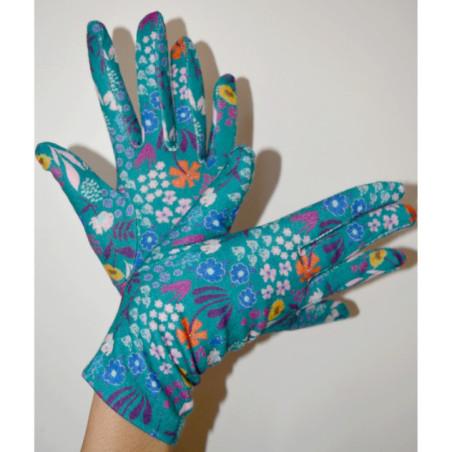 Gants imprimé Fleuris Harmonia bleu Caprices