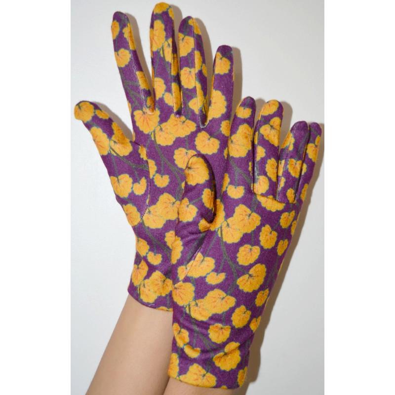 Gants Polaire imprimé feuilles de Ginko