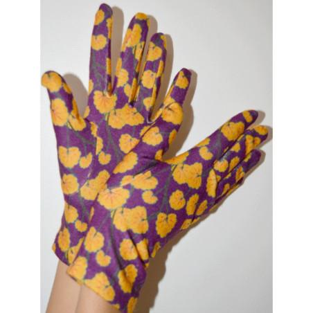Gants Polaire imprimé feuilles de Ginko