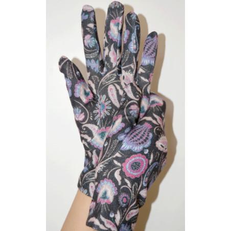 Gants Ixli fleurs de Lucinda Noir motif roses