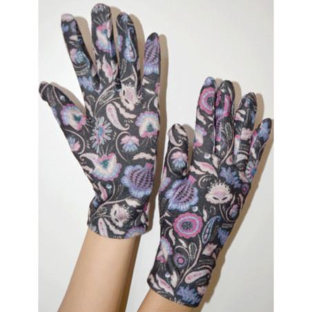 Gants Ixli lucinda Fleuris Noir et roses