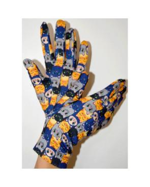  Gants-polaire-imprimé-les-petits-caprices-Smily-cats-jaune