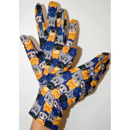  Gants-polaire-imprimé-les-petits-caprices-Smily-cats-jaune