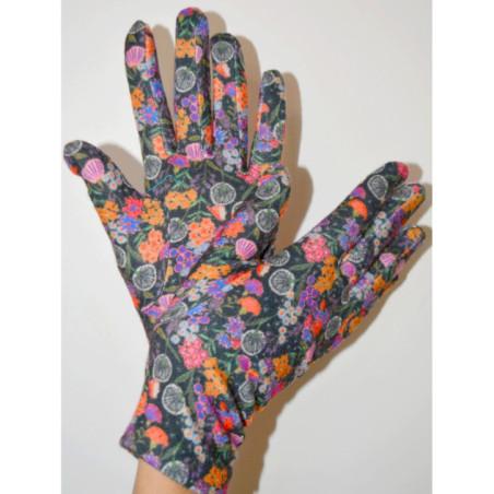 Gants Ixli imprimé Fleurs de suki Caprices Pourpre