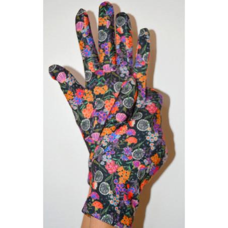 Gants Ixli imprimé Fleurs de suki Caprices Pourpre