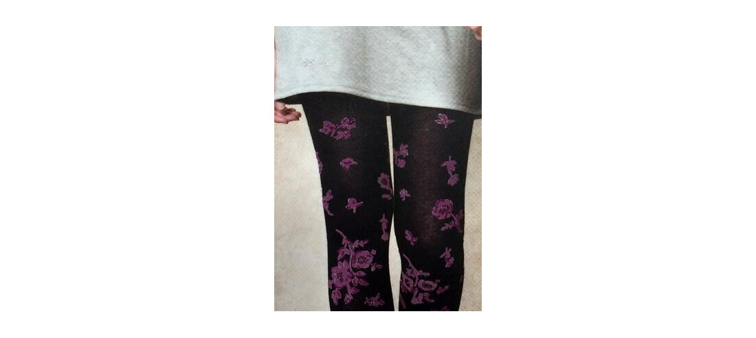 Collant coton chaud Cronert Fleuris violet