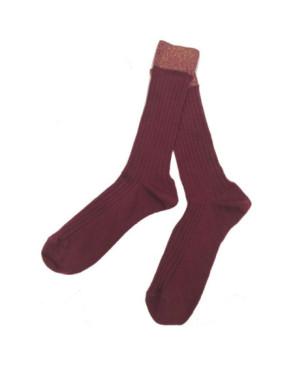 Chaussettes fines laines à cotes revers lurex