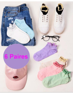 Coffret de 6 Paires de socquettes revers
