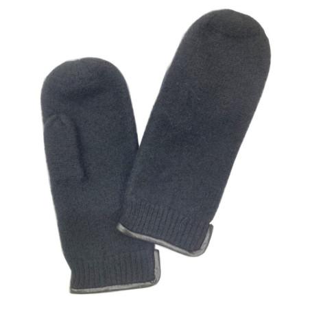Moufles D'hiver Pure laine vierge revers Cuir