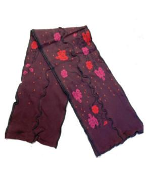 Coffret Echarpes et Bonnet Berthe Bordeaux bouquet