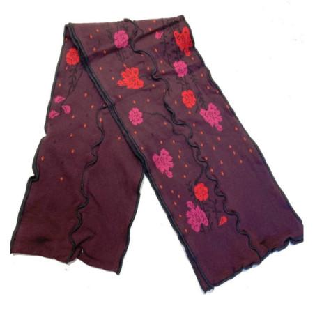 Coffret Echarpes et Bonnet Berthe Bordeaux bouquet