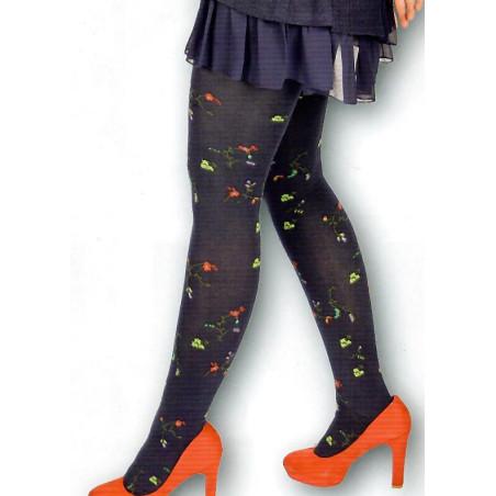 Collant Hiver Coton Bio Cronert Bouquet Indigo