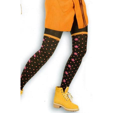 Collant Hiver Coton bio Cronert Pois et marguerites Psyché