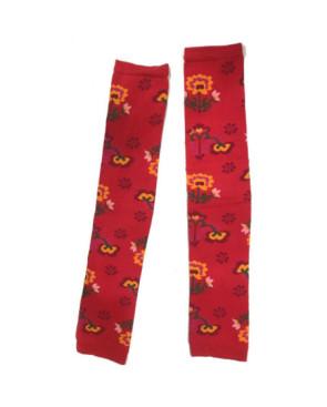  Mitaines-et chaussettes-cronert-fleurs stylée-détail-rouge