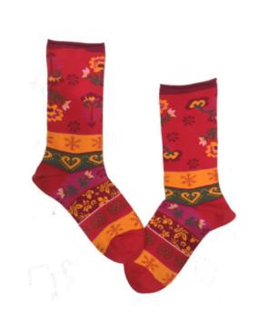  Chaussettes-coton-sans-compression-cronert-Fleurs-patchwork-noir-cosima