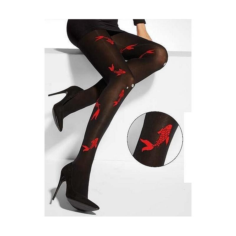 Collant Noir Carpes Koi Rouges