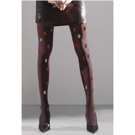 Collant-opaque-Micro-60-Gros-pois-base-Violette-tendance-gris-brun