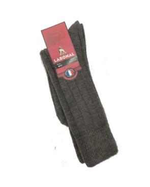 Chaussettes-hiver-laine-Alpaga-Labonal-laine-épaisse-taupe