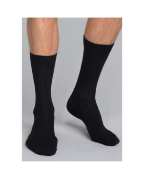 Chaussettes-fines-laine-à-cotes-sans-compression-labonal-homme-noir
