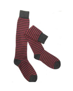Mi bas San Giacomo Multi rayures Rouge laine et cachemire