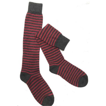 Mi bas San Giacomo Multi rayures Rouge laine et cachemire