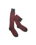 Mi bas San Giacomo Multi rayures Rouge laine et cachemire