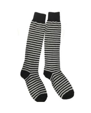 Mi-bas-San-giacomo-laine-et-cachemire-rayures-bicolore-homme-noir