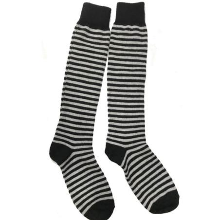 Mi-bas-San-giacomo-laine-et-cachemire-rayures-bicolore-homme-noir