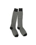 Mi bas San Giacomo Multi rayures noires et blanches laine et cachemire