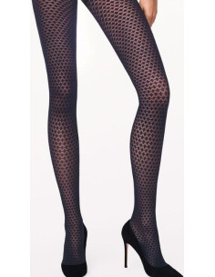Collant Opaque à losanges ajourés marine