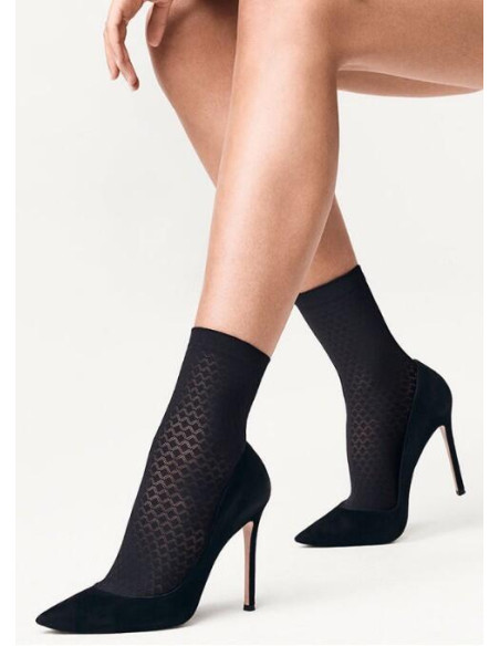 Socquette Micro-losanges ajourés noires