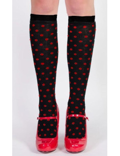 Mi bas opaque noirs à pois rouge rigolos 2