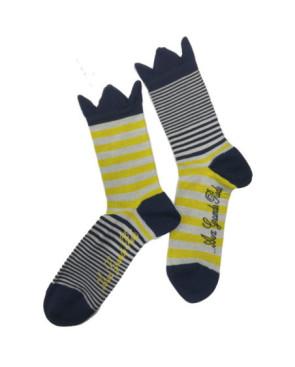  Berthe-aux-grands-pieds-chaussettes-fil-d-ecosse-Rayures-asymétrique-courronnes-jaunes-acide-super-jolie