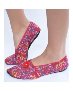  Chaussons-polaire-imprimé-les-petits-caprices-Palizzino-rouge
