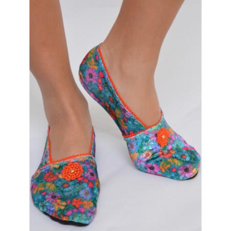 Chaussons-velours-imprimé-les-petits-caprices-Annabella-Orange-avant