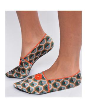  Chausson-velours-imprimé-les-petits-caprices-bee-Orange-profil