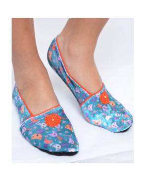 Chaussons-velours-imprimé-les-petits-caprices-catou-orange-avant