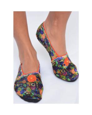 Chaussons Les Petits Caprices en velours bouquet fleuri