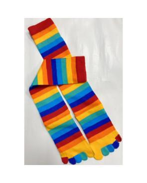 Mi-bas-coton-Multi-rayures-5-doigts-de-pieds-