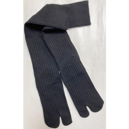 Mi-bas-coton-cotes-Tabis-classique-noir