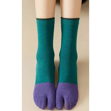 chaussettes-Tabis-Coton-vert-avant-violet