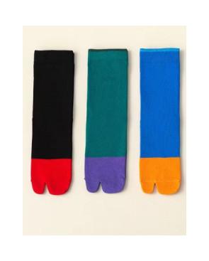  chaussettes-Tabis-Coton-bicolore-trio