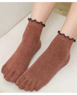 chaussette-5-doigts-LEs-petits-caprices-coton-sans-compression-rouile